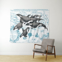 Orca whales family ancient blue