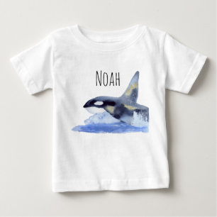 Orca with gold and customisable name baby T-Shirt