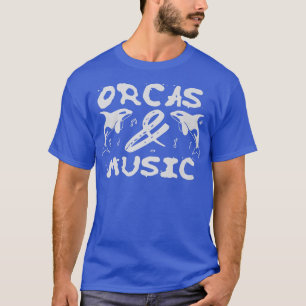 Orcas and Music Notes Musician Clef Whale  T-Shirt