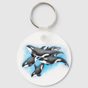 orcas in blue key ring