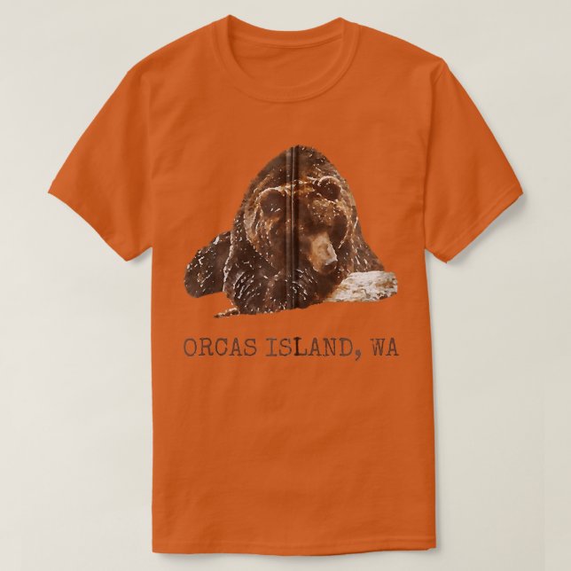 Orcas Island Brown Grizzly Bear In Snow Washington T-Shirt (Design Front)