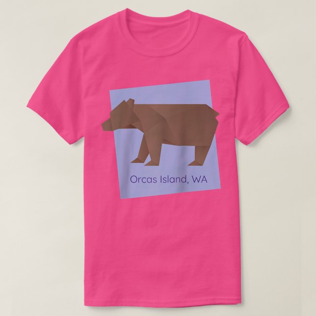 Orcas Island Brown Origami Bear Abstract Geometric T-Shirt (Design Front)
