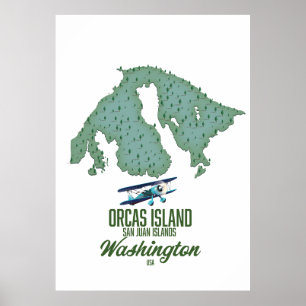 Orcas Island, Washington, USA map Poster