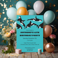 Orcas Killer Whales Teal Blue Birthday Party