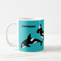 Orcas Killer Whales Teal Blue Personalised