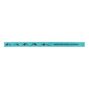 Orcas Killer Whales Teal Blue Personalised Satin Ribbon