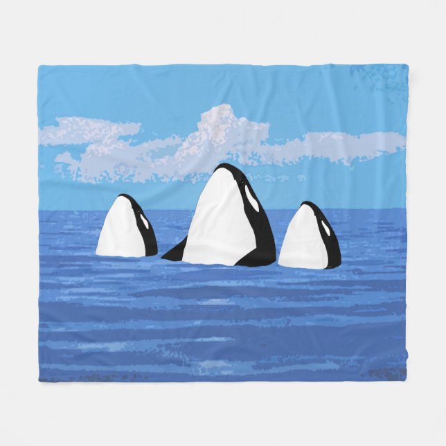 Orcas Medium Fleece Blanket (Front (Horizontal))