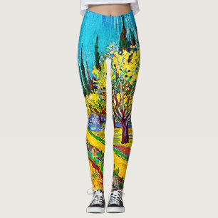 Orchard Bordered by Cypresses Vincent Van Gogh Leggings