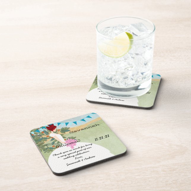 Orchard Buntings Red Hair Bridesmaid Coaster (Right Side)