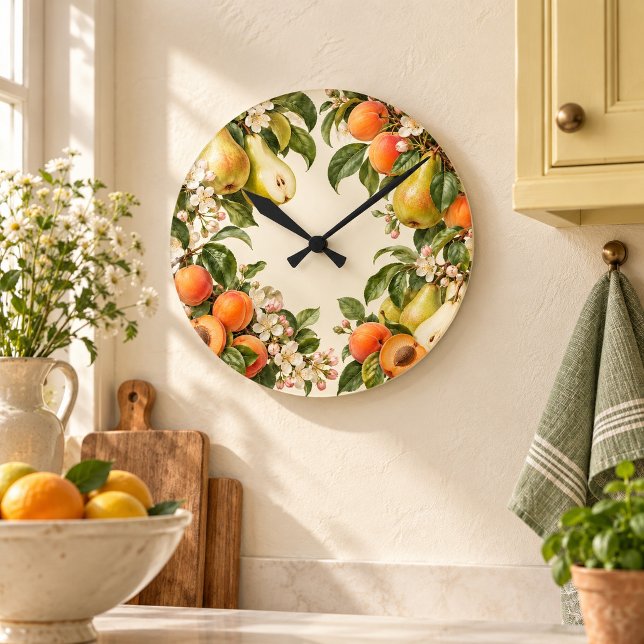Orchard Circle Wall Clock (8 inch acrylic wall clock with black hands. Flat printed design. Styled scene; props not included.)