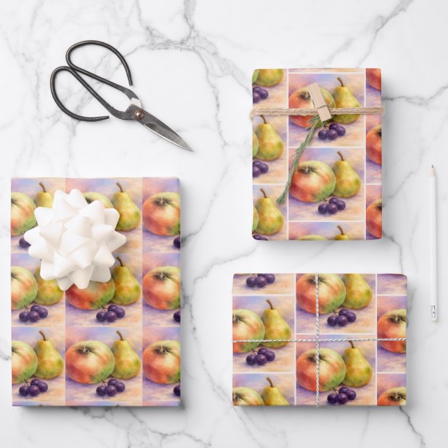 Orchard Fruit Gift Wrap | Apples & Pears Set (Front)