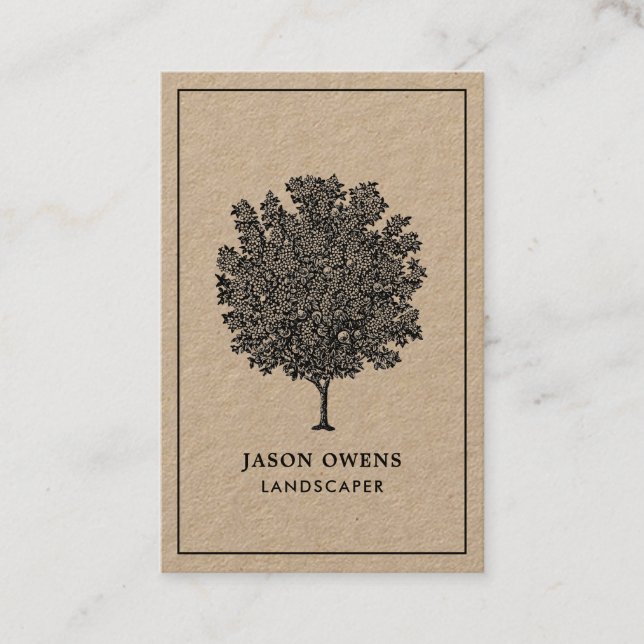 Orchard Fruit Tree Landscaper Kraft Business Card (Front)