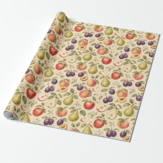 Orchard Fruit Watercolor Pattern Gift Wrapping Paper