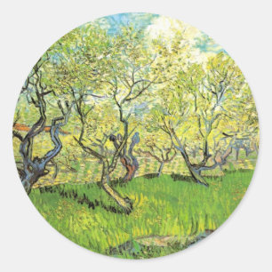 Orchard in Blossom by Vincent van Gogh Classic Round Sticker