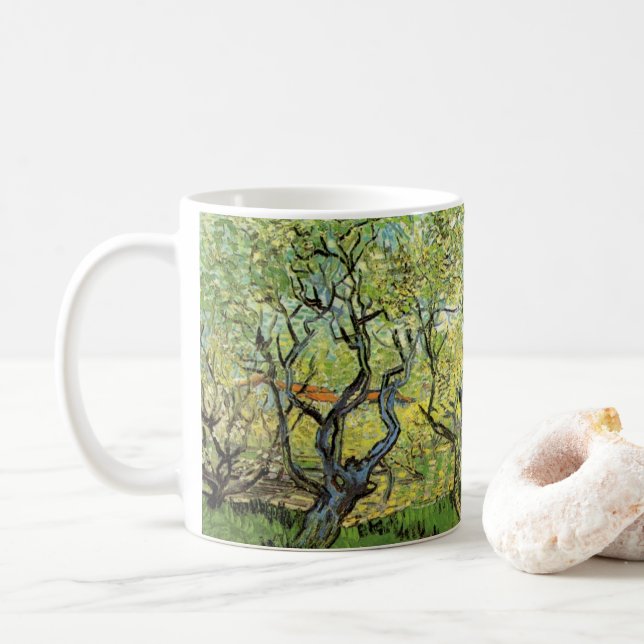 Orchard in Blossom by Vincent van Gogh Coffee Mug (With Donut)