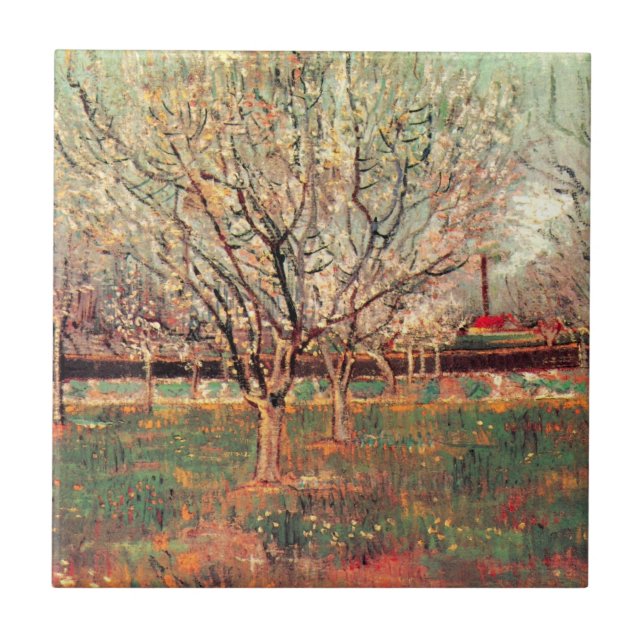 Orchard in Blossom, Plum Trees by Vincent van Gogh Tile (Front)