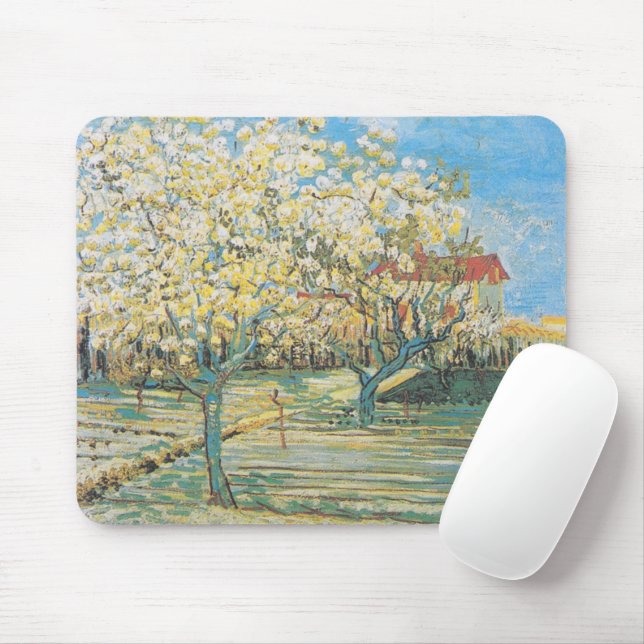 Orchard in Blossom | Vincent van Gogh Mouse Pad (With Mouse)