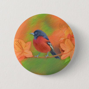 Orchard Oriole Songbird Painting Original Bird Art 6 Cm Round Badge