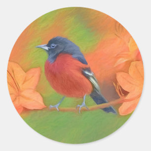 Orchard Oriole Songbird Painting Original Bird Art Classic Round Sticker