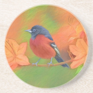 Orchard Oriole Songbird Painting Original Bird Art Coaster
