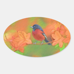 Orchard Oriole Songbird Painting Original Bird Art Oval Sticker