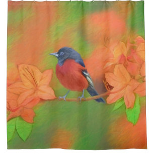 Orchard Oriole Songbird Painting Original Bird Art Shower Curtain