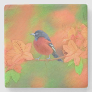 Orchard Oriole Songbird Painting Original Bird Art Stone Coaster