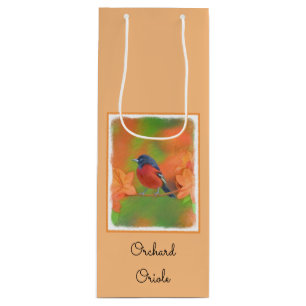 Orchard Oriole Songbird Painting Original Bird Art Wine Gift Bag
