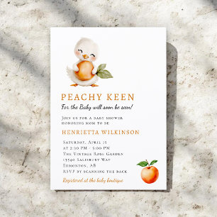 Orchard Theme Duckling Peach Baby Shower Invitation