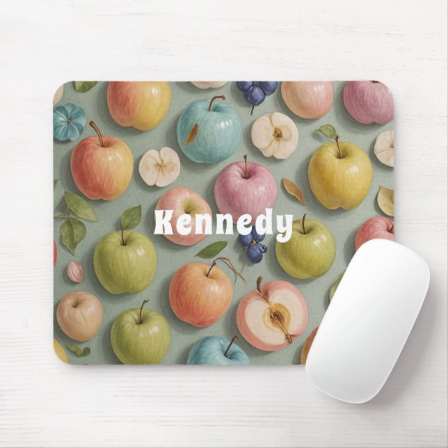 Orchard Whimsy: Pastel Fruit Mouse Pad (With Mouse)