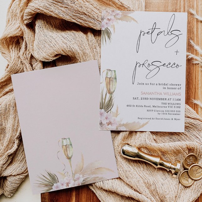 Orchards Palm Petals and Prosecco Bridal Shower Invitation (Creator Uploaded)