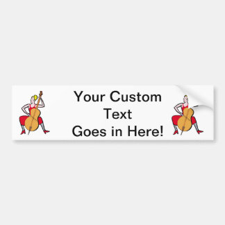 Orchestra bass player blonde female red dress.png bumper sticker