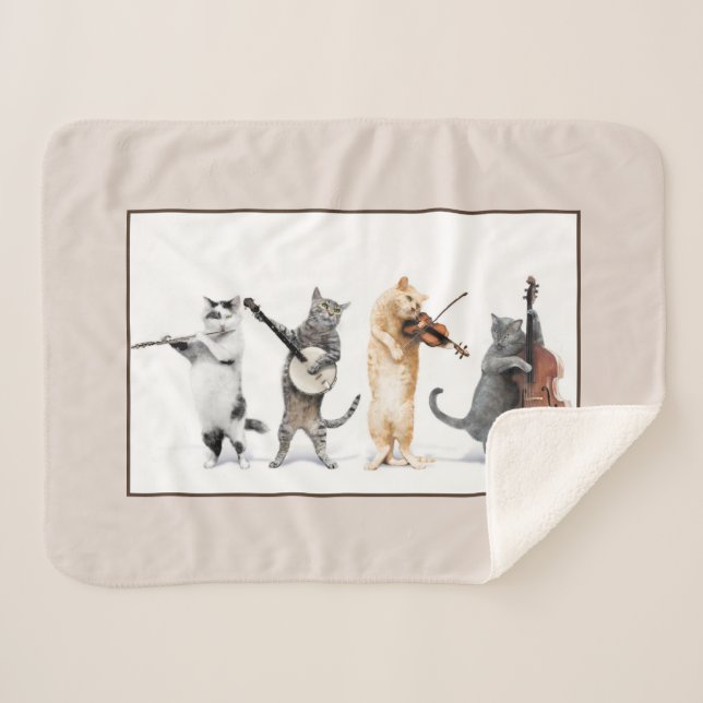 Orchestra cat Sherpa Blanket (Front (Horizontal))