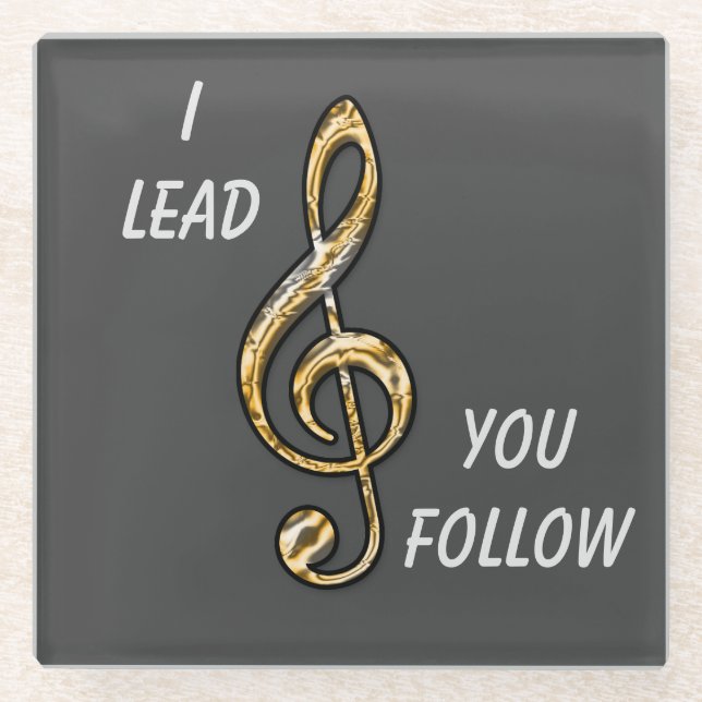 Orchestra Conductor Band Leader Gold Clef Musical Glass Coaster (Front)