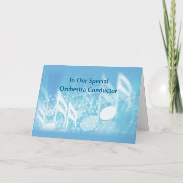 Orchestra Conductor Birthday Notes on Blue (Front)