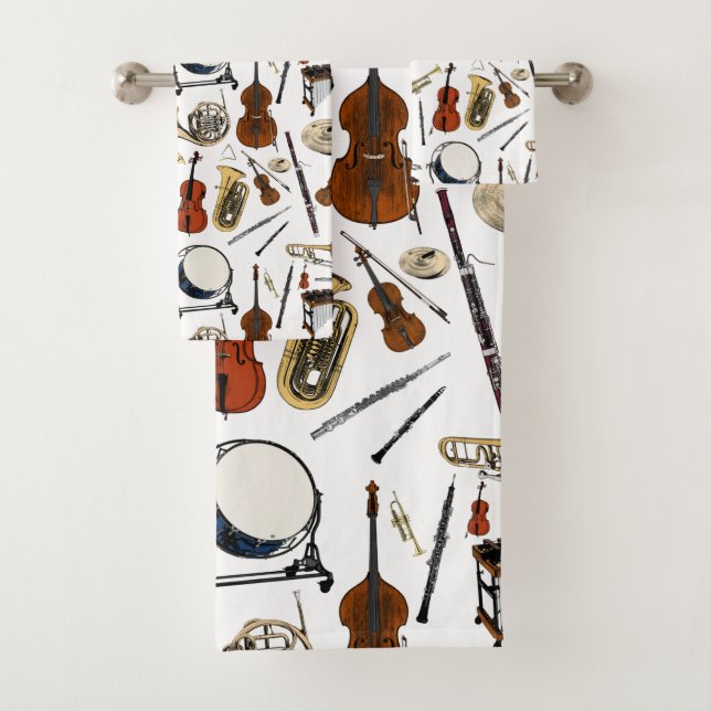 Orchestra Instruments Pattern Bath Towel Set (Insitu)