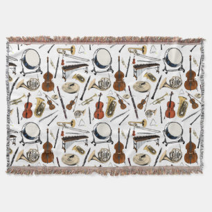 Orchestra Instruments Pattern Throw Blanket