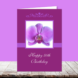 Orchid 50th Birthday Card