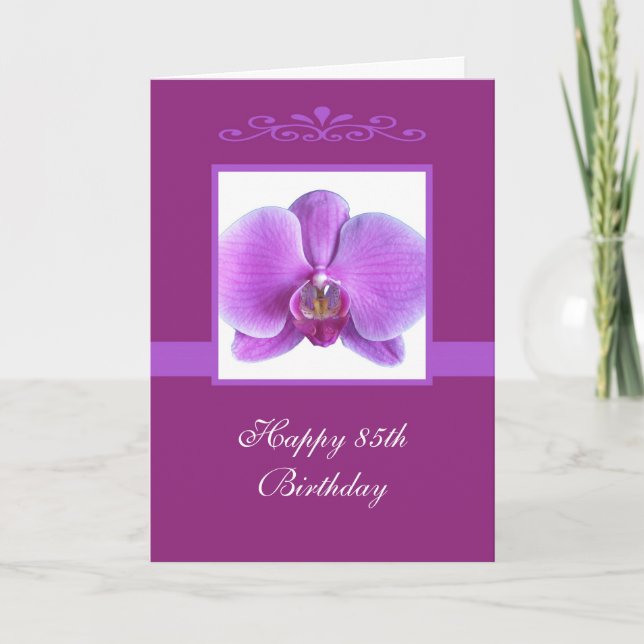 Orchid 85th Birthday Card (Front)