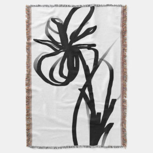 Orchid: Abstract Black and White Throw Blanket