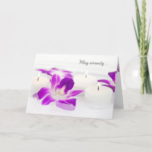 Orchid and Candles In Water Thinking Of You Card
