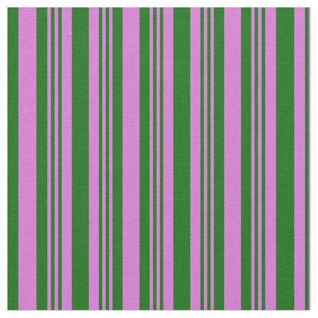 Orchid and Dark Green Lined/Striped Pattern Fabric (Close Up)