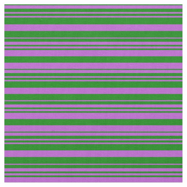 Orchid and Green Coloured Striped Pattern Fabric (Close Up)