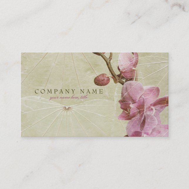 Orchid and Leaves Business Card (Front)