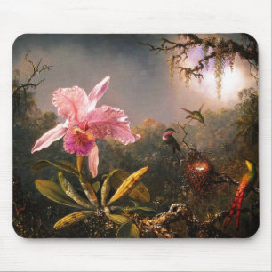 Orchid and Three Brazilian Hummingbirds Mouse Pad
