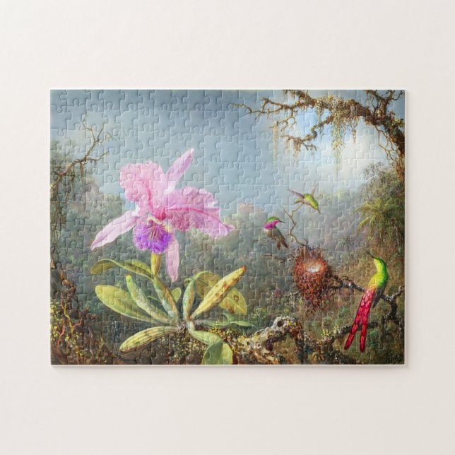 Orchid and three hummingbirds  jigsaw puzzle (Horizontal)