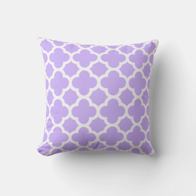 Orchid and White Quatrefoil Pattern Decor Pillow (Front)