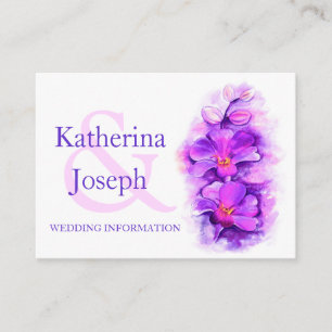 Orchid art purple wedding info enclosure card