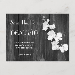 Orchid & Barnwood Wedding Save The Date Postcard