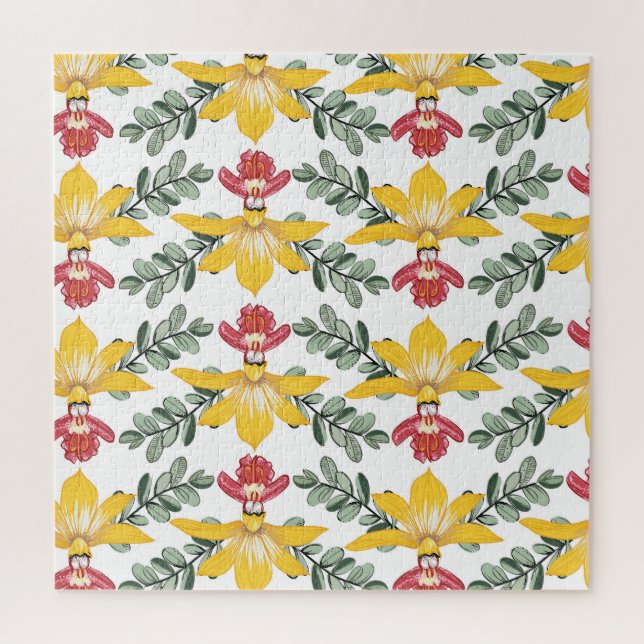 Orchid Beauty: Floral Pattern Elegance. Jigsaw Puzzle (Vertical)